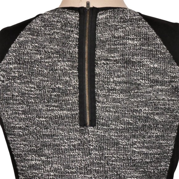 Eileen Fisher Black & Grey Tweed Textured Panel Sheath Dress Size M - Picture 5 of 9